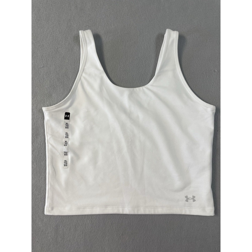 NWT Under Armour Fitted Motion Crop Tank Top White Womens Athletic Sz XL